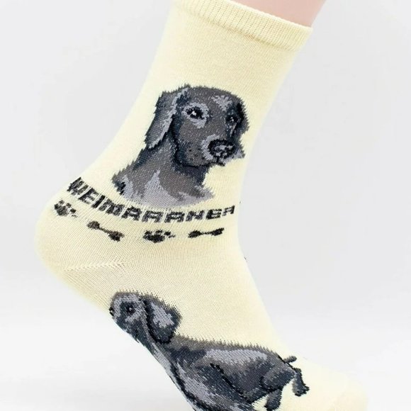 Weimaraner Dog Hunting Large Black Rescue Animal Lightweight 2 Pairs Socks - Picture 2 of 3